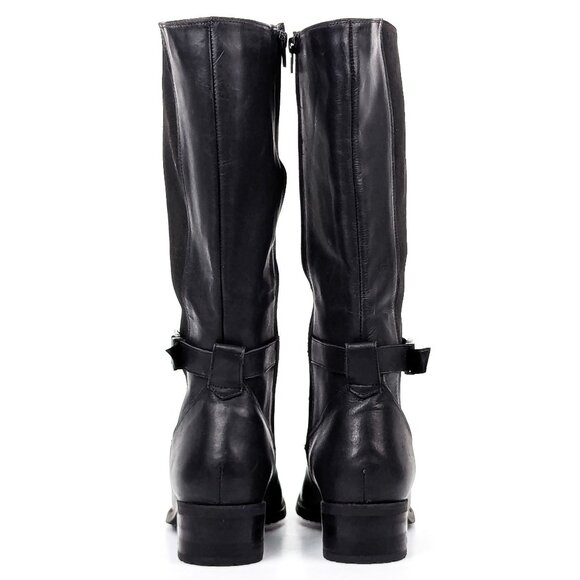 David Tate Wmn Allegria Black Leather Wide Calf Riding Stretch Tall Boots sz 8.5 - Picture 4 of 9